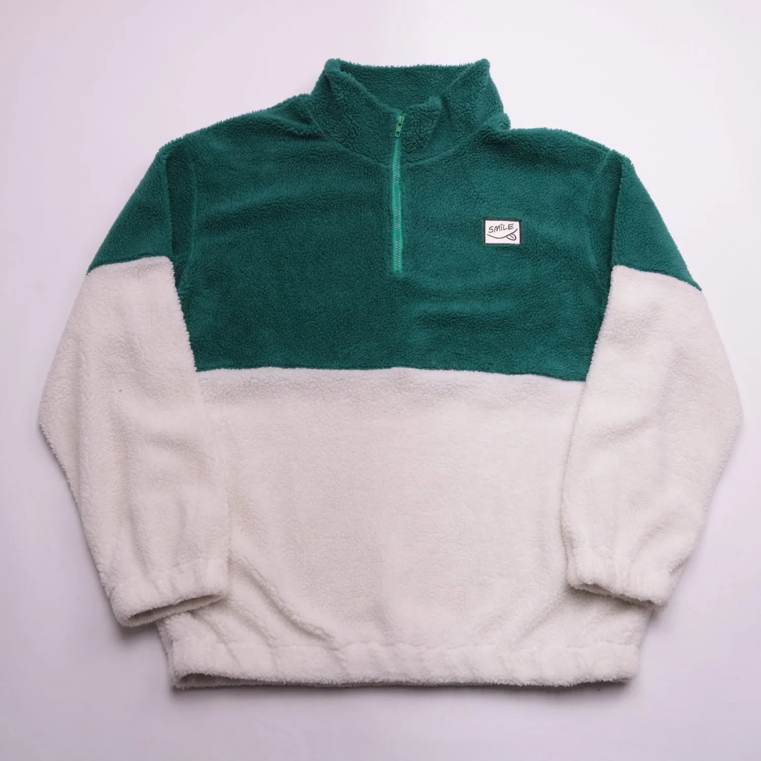 Зелёно-белая толстовка из флиса на молнии, размер 54 (XL)