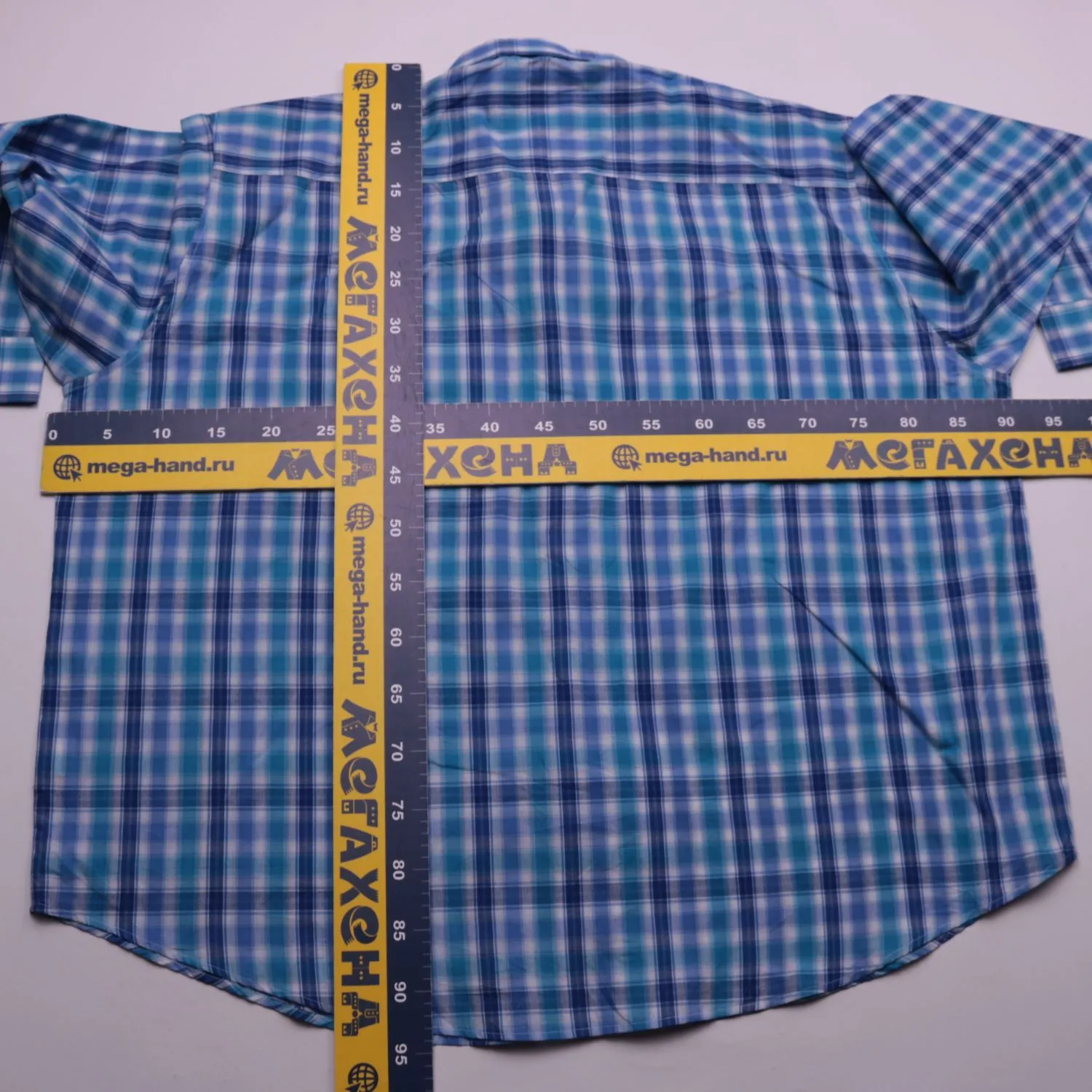 Синяя рубашка Metaphor Vintage в клетку, размер 66 (6XL)
