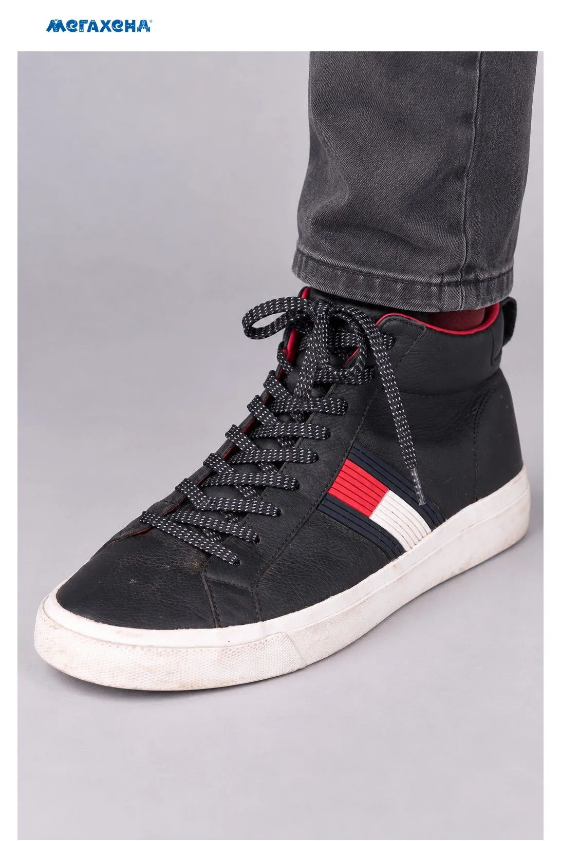 Чёрные кеды Tommy Hilfiger из натуральной кожи, размер 46